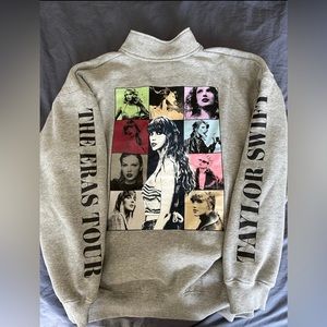Taylor Swift Eras Tour 1/4 quarter zip sweatshirt large grey